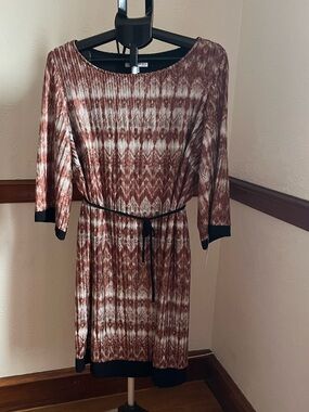 Studio One Mixed Metallic Tie Waist Dress NEW